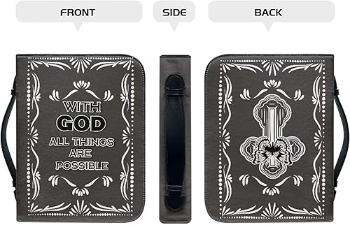 Miniatura 10 de Funda para la Biblia para hombres y mujeres, funda de piel sintética para libros, bolsa de iglesia, protección para la Biblia con asa y cremallera
