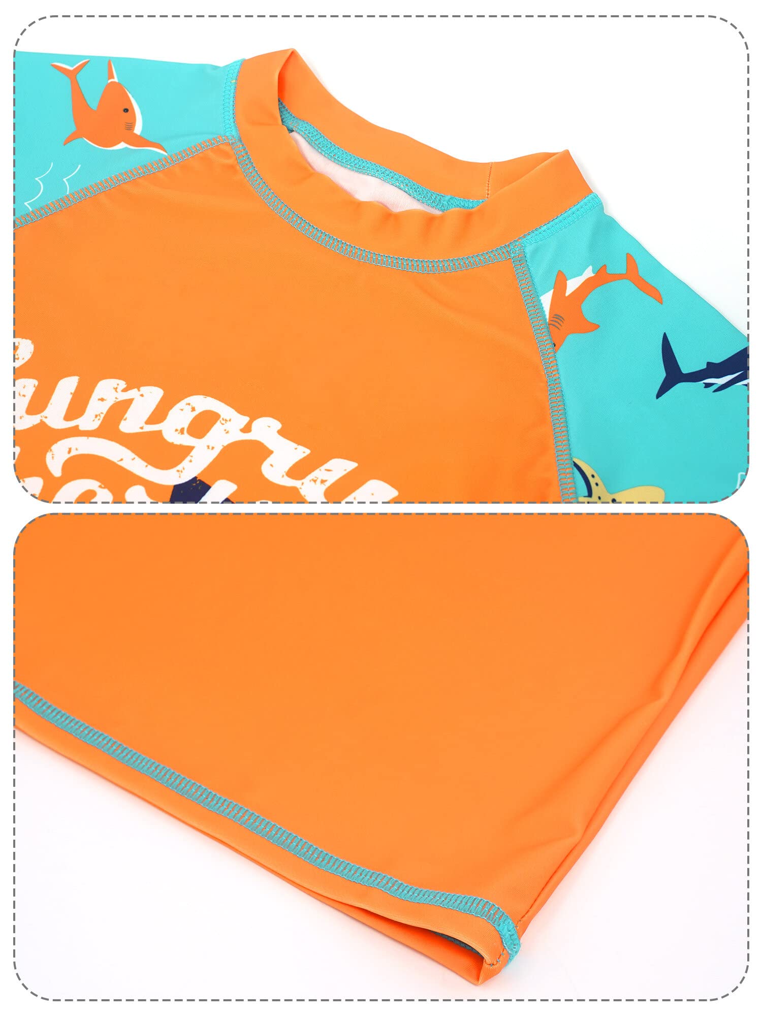 SEAUR Kinder Jungen Badehose Schwimmshirt Langarm UV Schutz Badeset mit Sonnenhut Rash Guard 3 Teilig Badeanzug