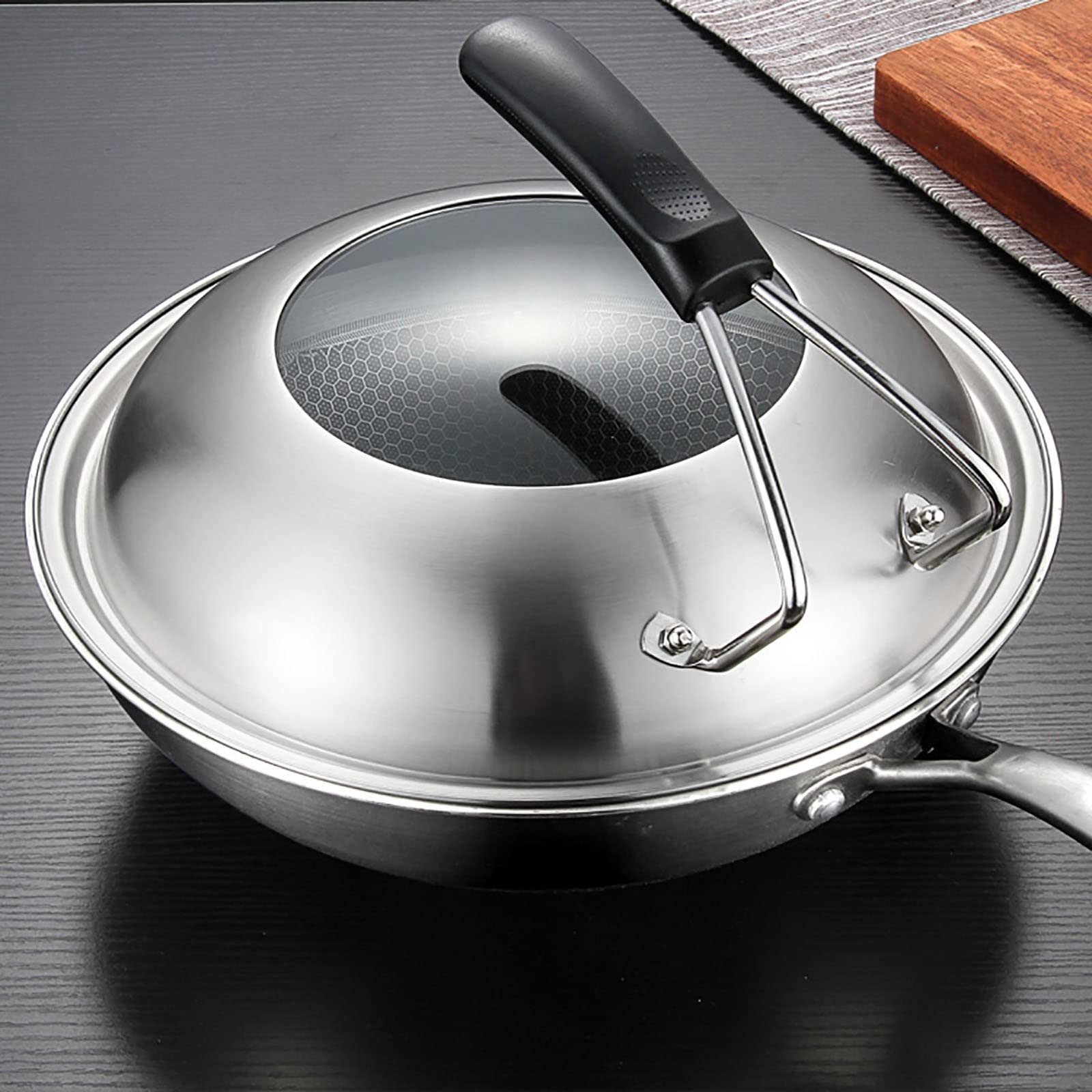 Tapa de sartén/Tapa de Cacerola/Tapa de Wok, Olla de Cocina Visible de Vidrio Templado, Tapa de Repuesto para Cocina, Cubierta (34 cm)