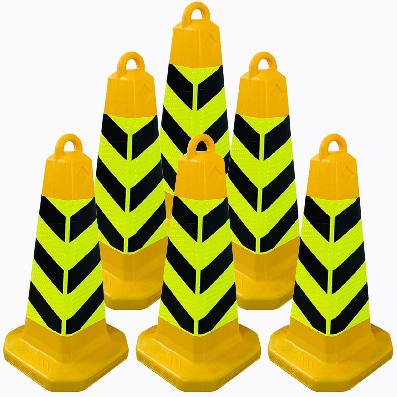 Cône de Signalisation Routière en PVC Cône de Délimitation Cône Escamotable Multi-Usage avec Bandes Réfléchissantes pour La Signalisation Routière(Size:63x28x28cm,Color:6A)