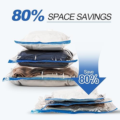 Vista 4 de VMstr Paquete de 9 bolsas de almacenamiento al vacío de viaje con bomba USB, bolsas de sellado al vacío para equipaje, tamaño de equipaje de mano