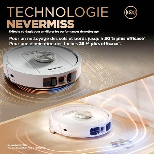 Shark PowerDetect 2-in-1 Robot Vacuum Cleaner and Mop, NeverTouch Pro 60 Days Self Legend, Additional and Cleaning Robot with 3D & LiDAR Navigation, NeverStuck, Wi-Fi/App/Alexa, White AV2810ZEEUWH - 3
