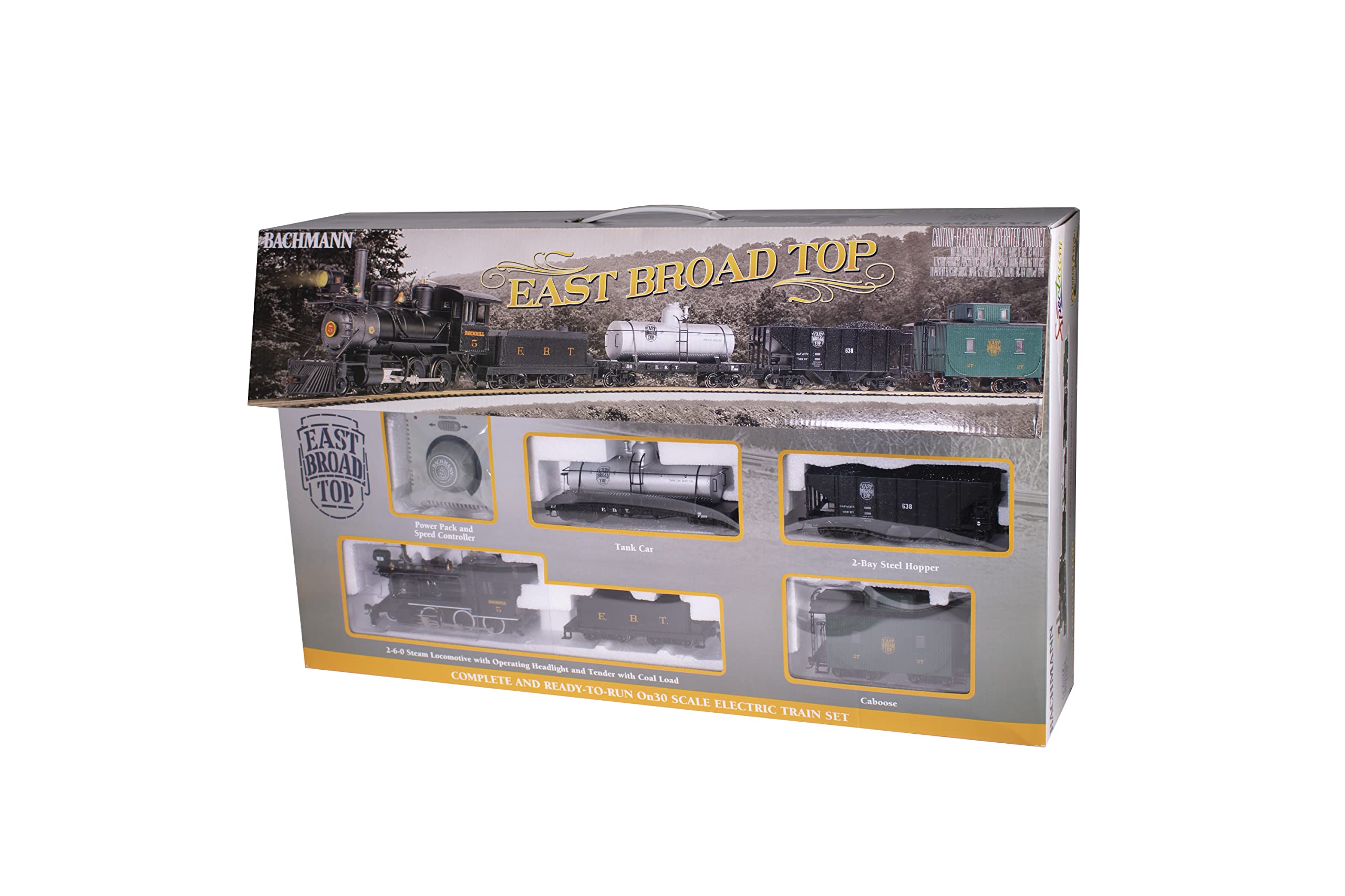 Bachmann On30 Track Starter Set Freight Train Steam Train + 3