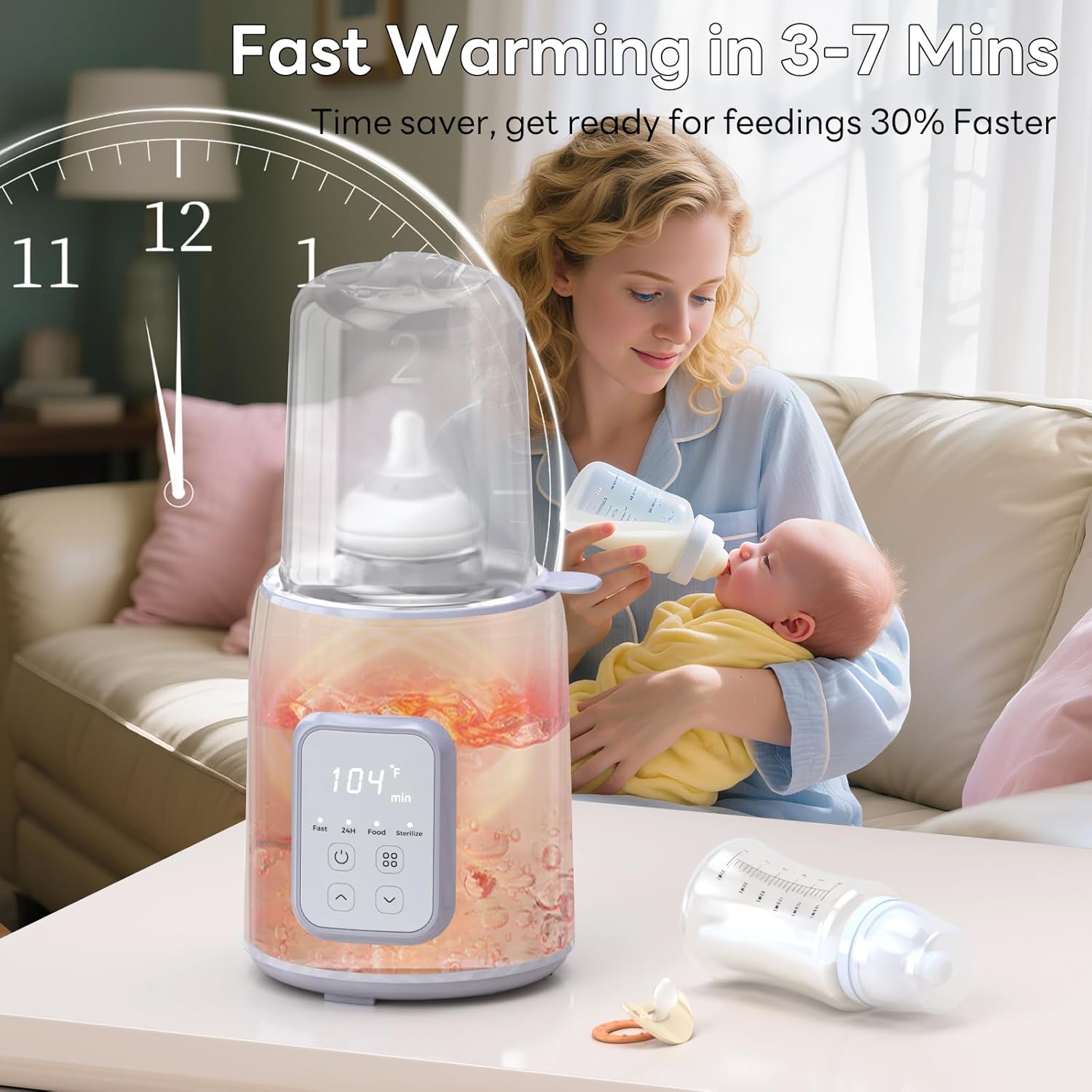 Bottle Warmer, 8-in-1 Fast Baby Bottle Warmer for Breastmilk and Formula,Milk Warmer with Accurate Temperature Control and Automatic Shut-Off,Multifunctional Bottle Warmers for All Bottles (Purple) - Image 3