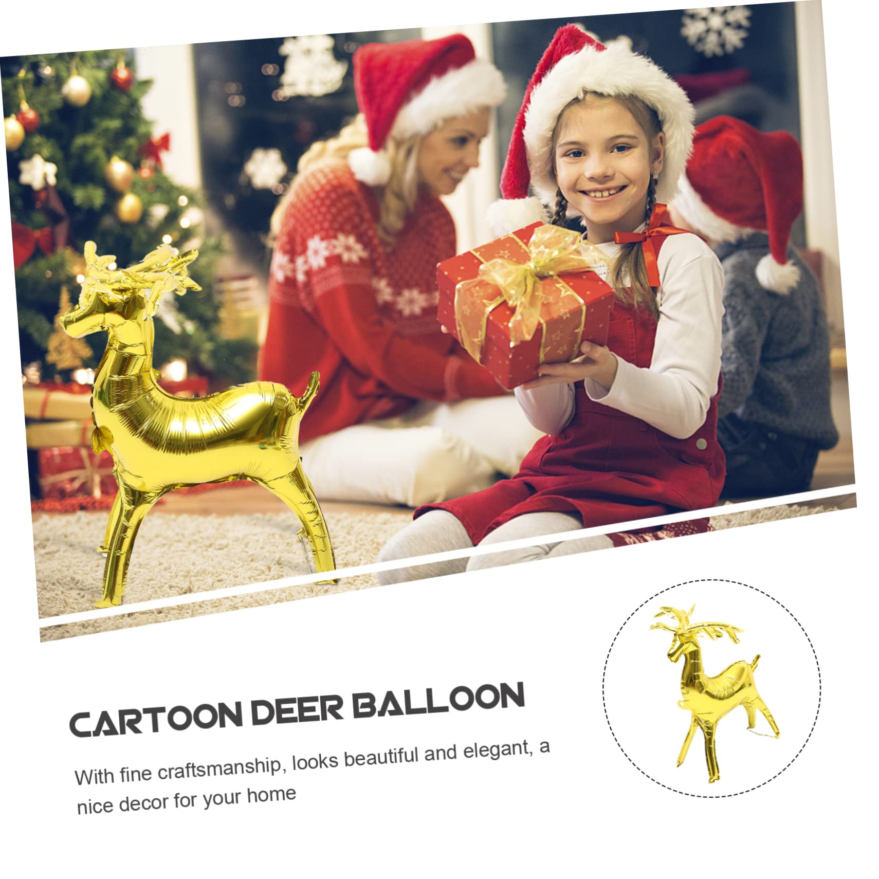 PRETYZOOM 40 Piezas Globos De Papel De Alce Globos De Fiesta De Navidad De Papel De Aluminio Hermoso Globo Decoración Navideña Globo De Aluminio Globo Decorativo Golden Película De Aluminio