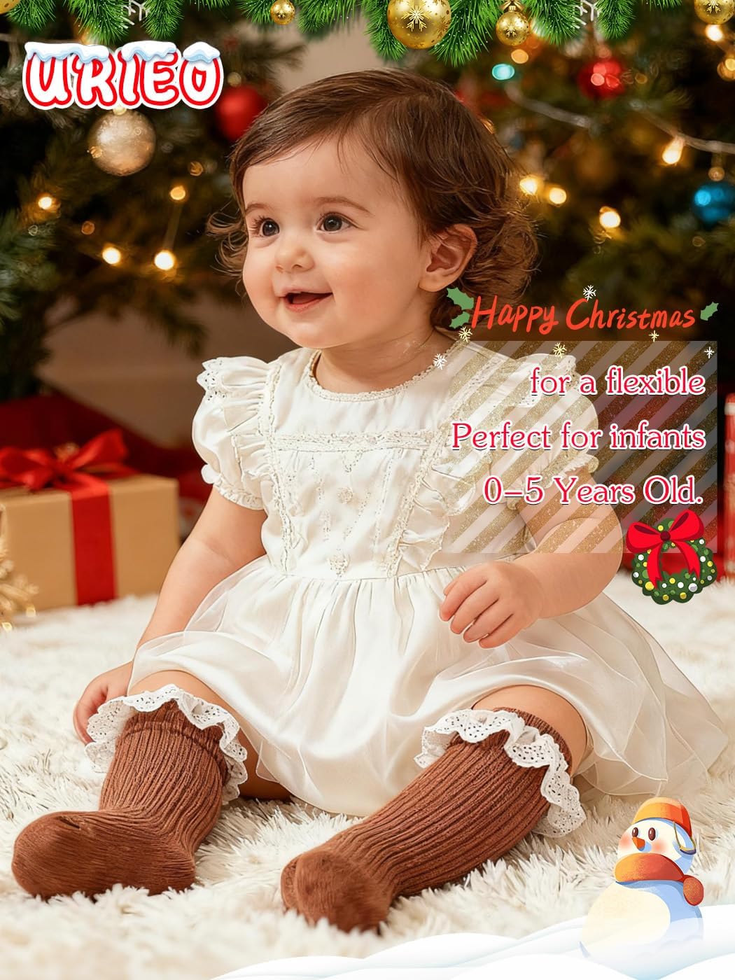 Urieo Toddler Knee High Socks Baby Girl Long Ruffle Socks Princess Uniform Stocking for 1-3T - Image 6