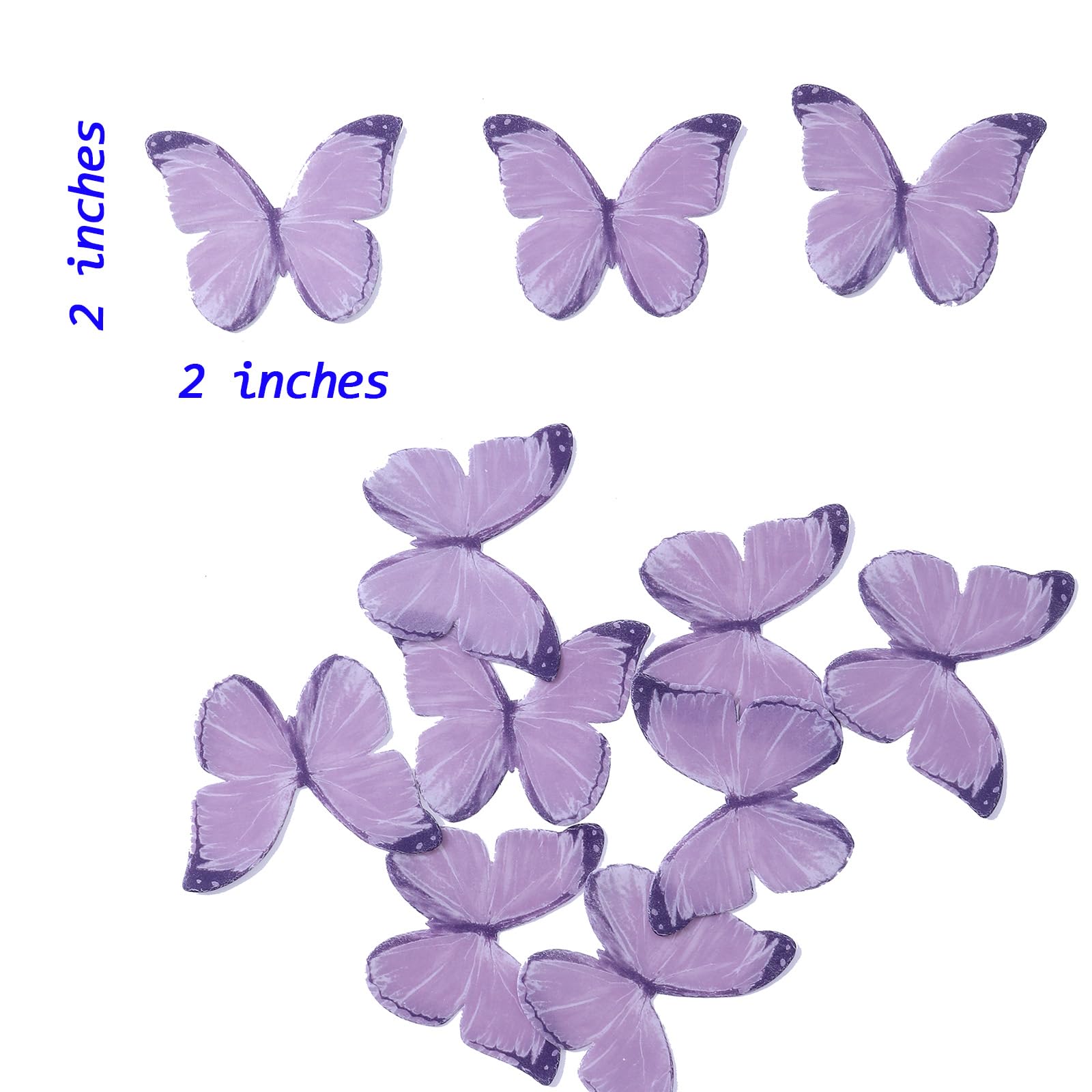 THJ Butterfly Cupcake Toppers 48Pcs Purple Edible Butterflies Cake Toppers Wafer Paper Butterflies for Birthday Party Wedding Anniversary Cupcake Cake Decorations Supplies