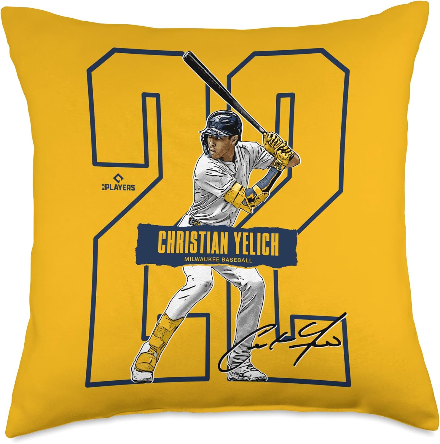 Christian Yelich | Milwaukee Baseball Players | MLBCHR301N Throw Pillow