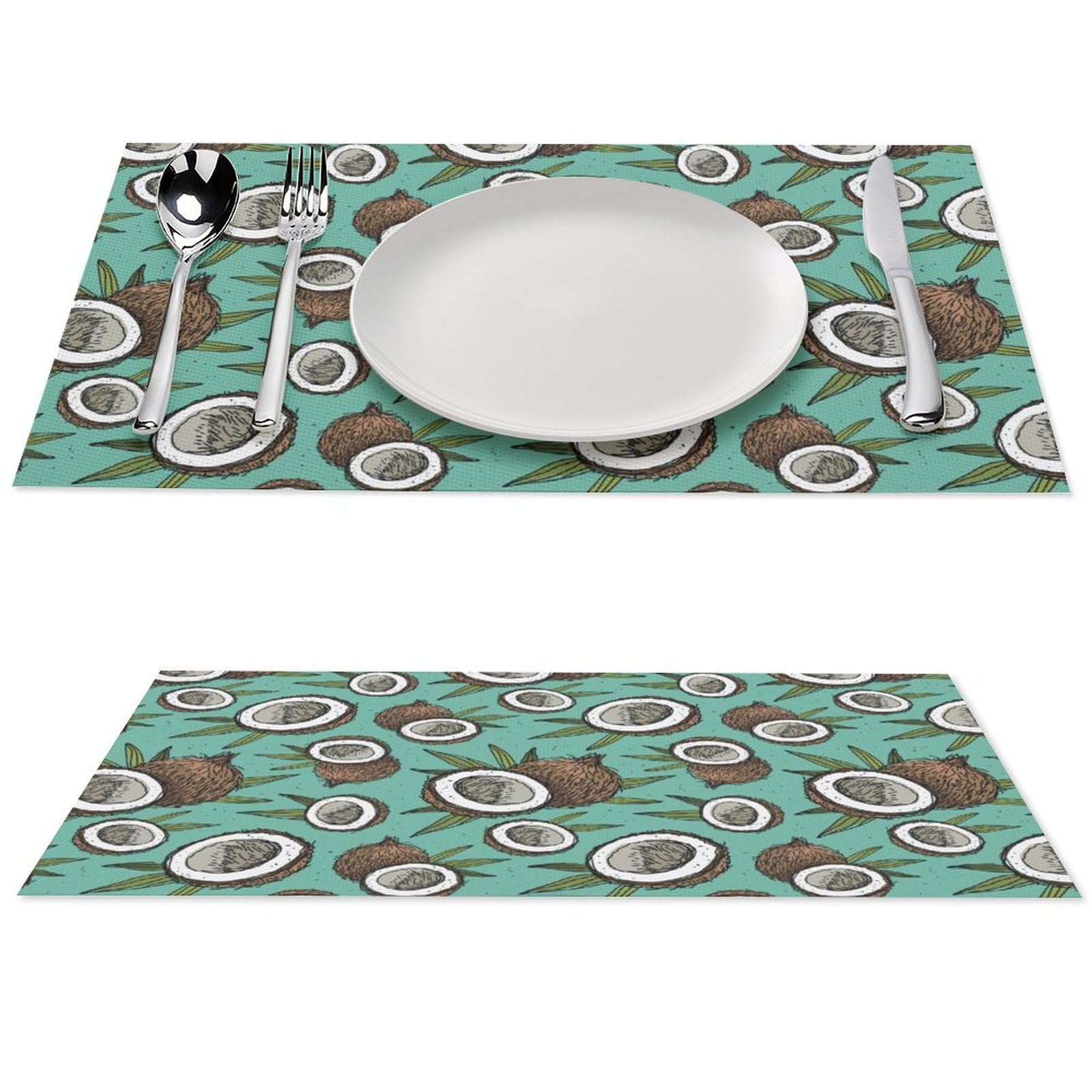 Tropical Fruit of Coconut Pattern Placemats Set of 6 PCS Washable Table Runner 18" X 12" Place Mats for Kitchen Party Dining Decoration