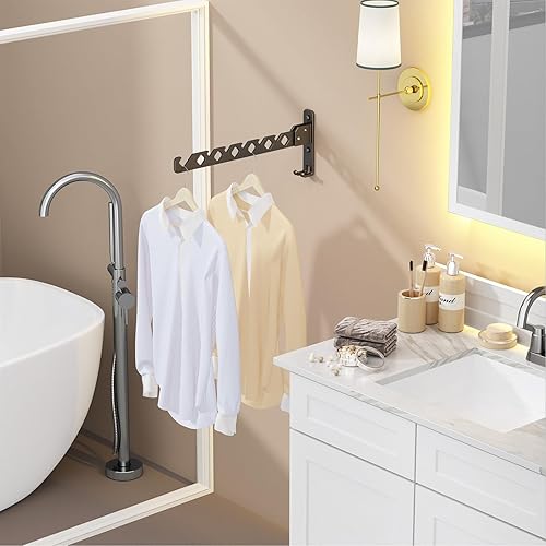 Miniatura 9 de Perchero de pared para secar ropa, plegable, gancho para colgar ropa de baño, perchero de pared para interiores, perfecto para espacios pequeños,