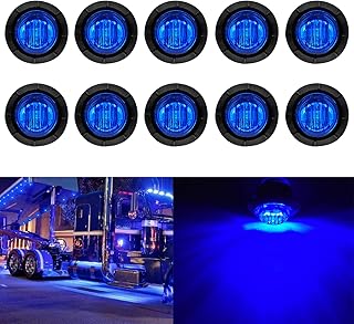 KEING 10 Pack Sealed Waterproof Mini Round 3/4 Inch Blue LED Marker lights Signal Light 12V for Trailer Truck Bus Pickup Van ATV RV Lorry Caravan, 5 Years Warranty