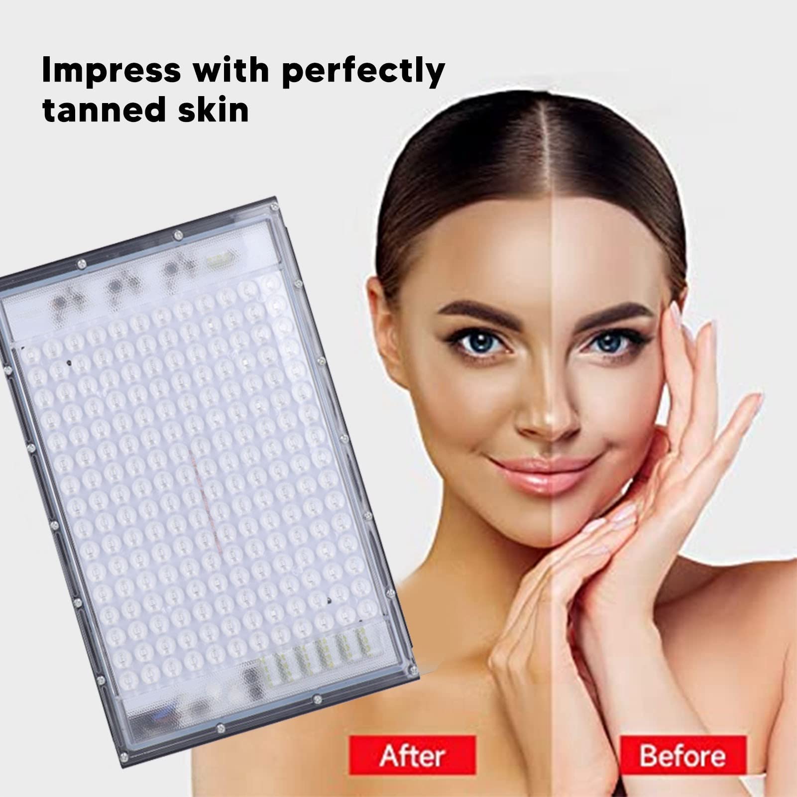 Luz de Bronceado, Lámpara de Bronceado para Uso Doméstico, 460nm 192 LED Lámpara Azul Completa Dispositivo de Lámpara Autobronceadora para Cara y Cuerpo con Kit Colgante