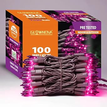Brown Wire, Purple 100 Incandescent Bulb Mini String Lights for Indoor Halloween Tree Home Garland Birthday Wedding Party Festival Decoration