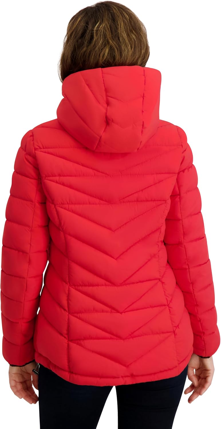 Nautica womens Packable Stretch Puffer Jacket – Midweight Water-resistant Coat Adjustable Hem - Image 3