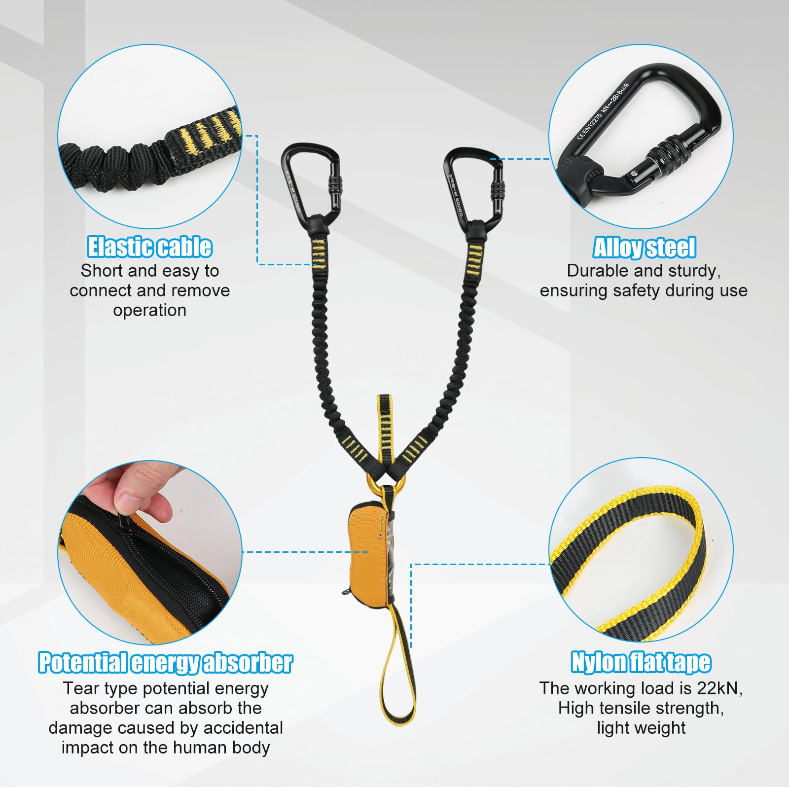 Set da arrampicata via ferrata, cinghia da arrampicata da uomo, attrezzatura da arrampicata
