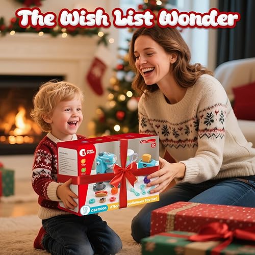 Miniatura 7 de CUTE STONE Juego de electrodomésticos de cocina, juego de accesorios de cocina de simulación, cafetera, licuadora, tostadora, comida de juego, luz y