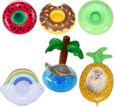 6Pcs Lizard Bath Float Bathtub Toys - Small Animal Toy Inflatable Float for Hedgehog Lizard Ferret Tortoise Small Pets Accessories Photo Shoot Toy Pet Supplies