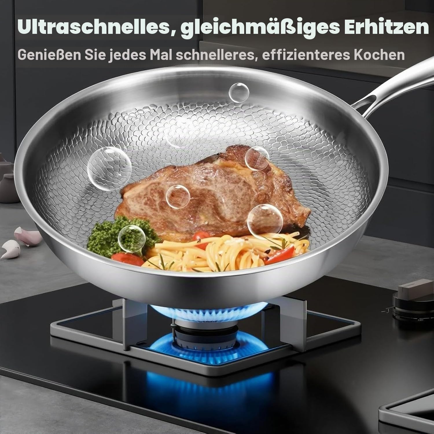 Titanium Antihaft-Bratpfanne mit Deckel – Kratzfeste Nutri-Pfanne für alle Herdarten – langlebiges & vielseitiges Kochgeschirr für gesundes Kochen (mit Deckel, 30 cm)