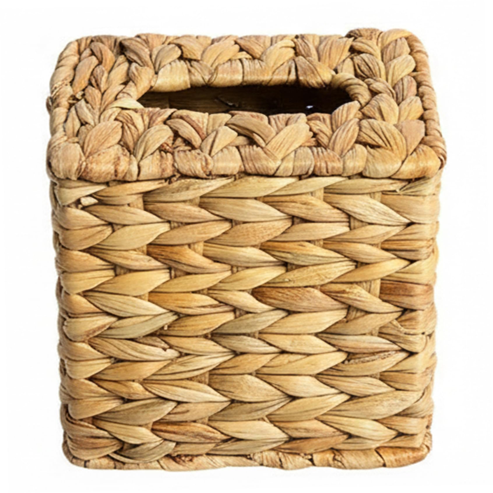 Xoeryoy Square Rattan Tissue Box Cover, 5.9" Handwoven Water Hyacinth Holder for Bathroom, Living Room, Bedroom & Office Decor