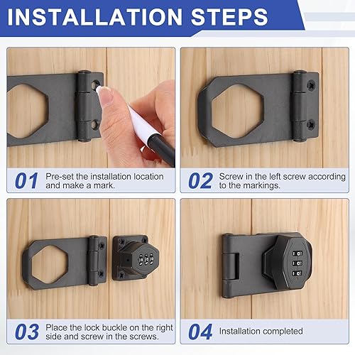 Miniatura 5 de PATIKIL Cerradura de combinación de gabinete sin llave de 3 pulgadas, 2 piezas de aleación de zinc de 3 dígitos con contraseña giratoria de