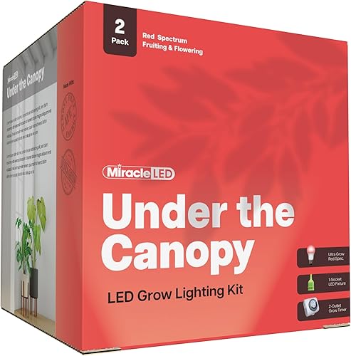 Miracle LED Under The Canopy - Kit de luces de cultivo para interiores, doble rendimiento de planta, bombillas de cultivo de espectro rojo de 150 W