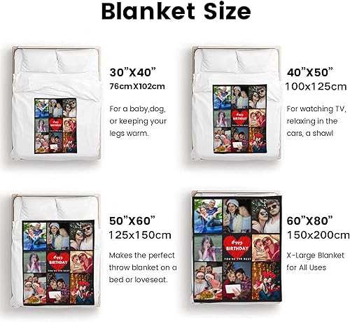 Miniatura 7 de Ziloup Manta de franela personalizada con fotos y texto, regalos de cumpleaños para mejor amigo, regalos para novio, perfecta para madre, padre,