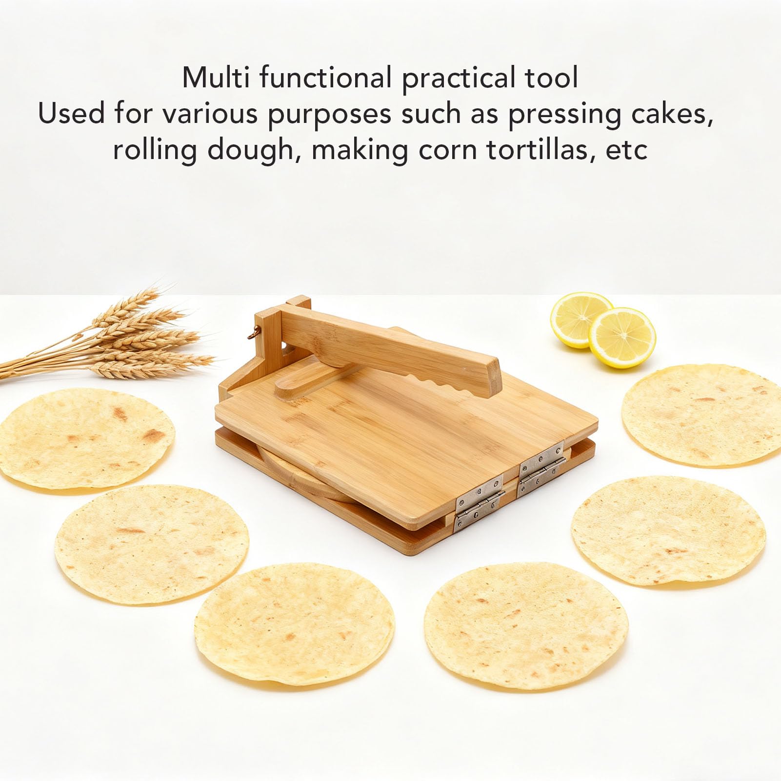 GOWENIC Sicherer und Ergonomischer Tortilla-Presser aus Holz für die Sichere und Bequeme Herstellung von Tortillas, Ideal für Links- und Rechtshänder