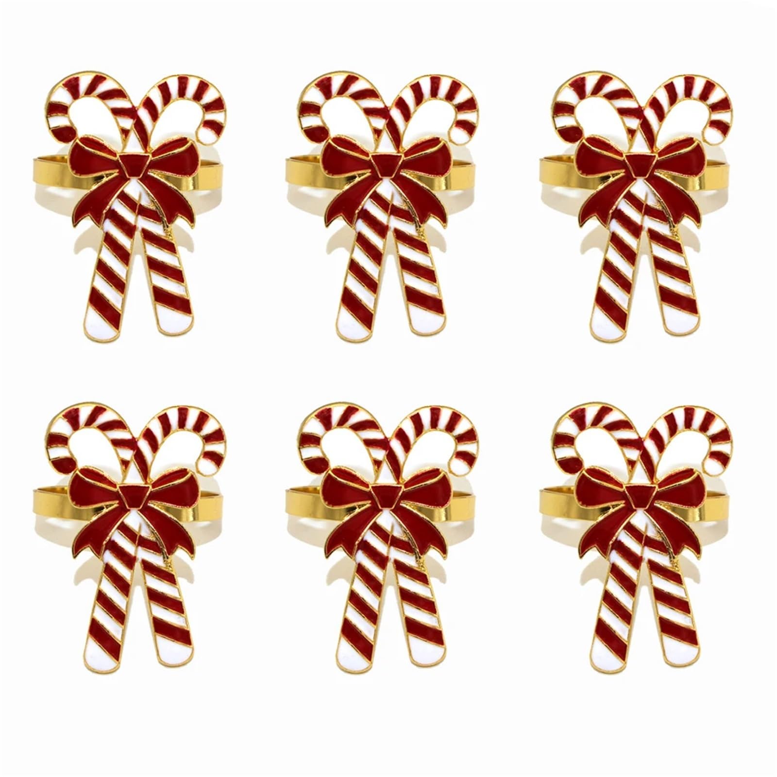 Usohjz Gold 6Pcs Christmas Bow Napkin Rings