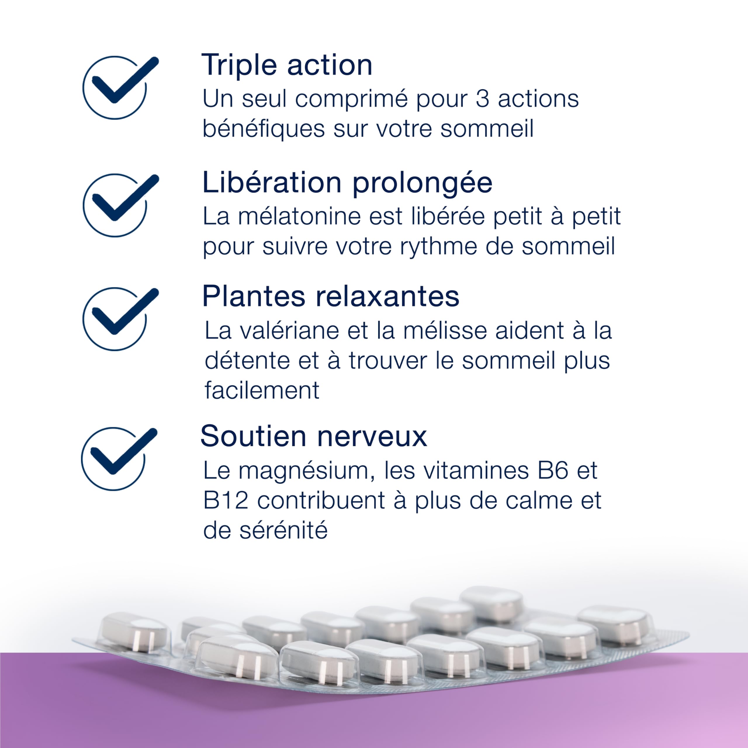 Metagenics MetaSleep - Complément Alimentaire Mélatonine 1 mg, Valériane, Mélisse, Magnésium, Vitamines B6 & B12 - Sommeil Réparateur & Relaxation - Végan - 60 Comprimés