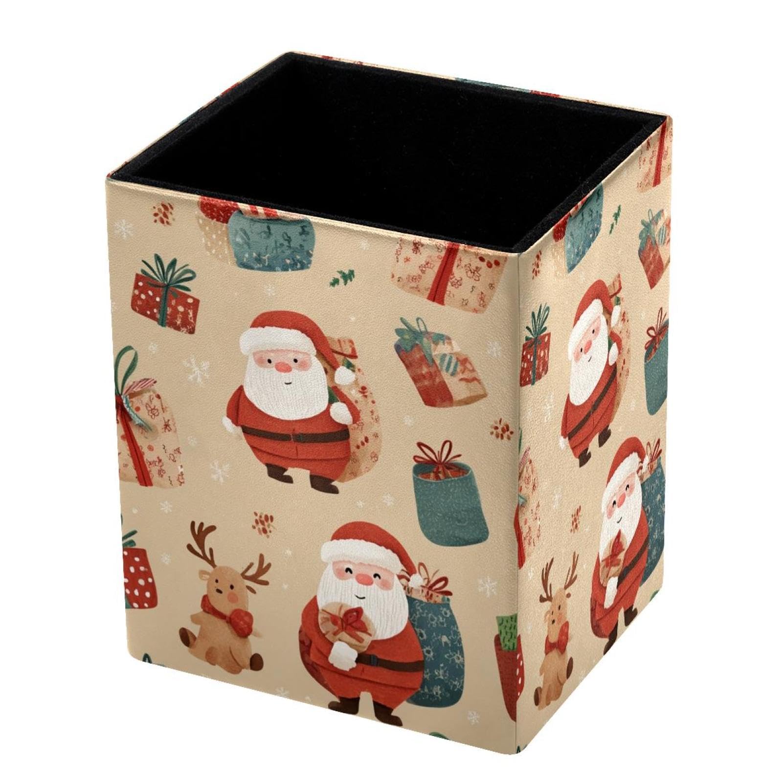 VAPOKF Pencil Holders for Desk, Santa Claus Printed Pen Holders Pen Pot Makeup Brushes Storage Desktop Stationery Supplies Organiser for Home Office
