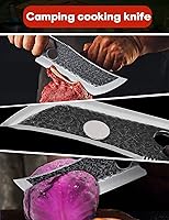 Vista 7 de TIJERAS Juego de cuchillos de carnicero, 3 cuchillos de carne forjados a mano, cuchillo de chef serbio, cuchillos vikingos con fundas, juego