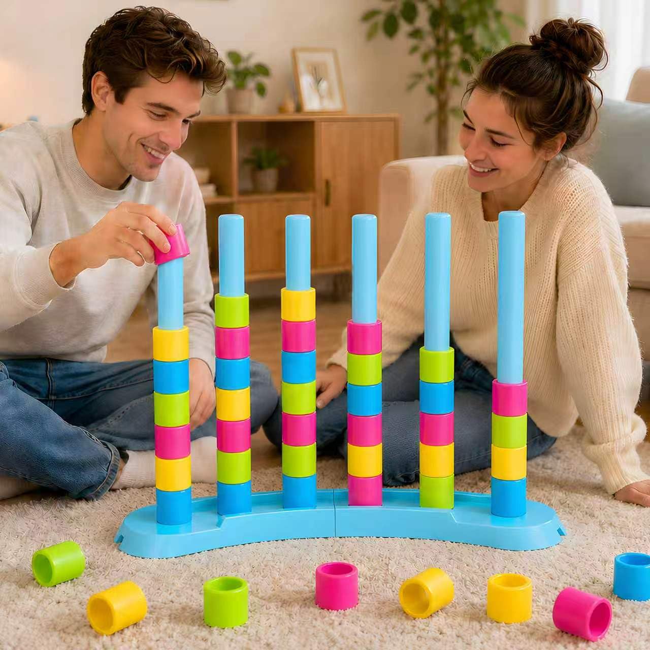 Giant Color Matching Challenge Game, Fast Pattern Match Ring Stacking Puzzle Stack Games, 1-2 Players, Family Board Game for Kids & Adults, Birthday Easter Christmas Party Gifts for Boy & Girl