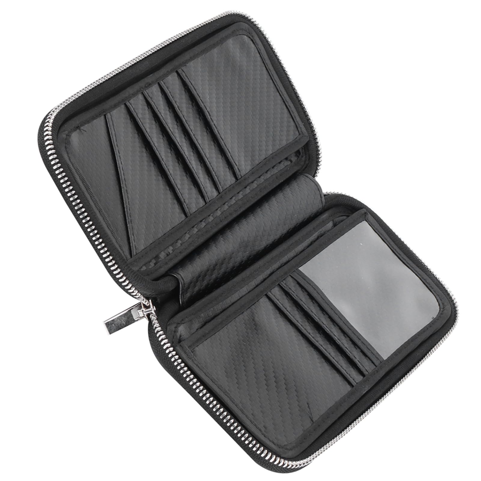 Fdit Portafoglio Portatile in Fibra di Carbonio, Porta Biglietti da Visita con Cerniera Resistente per Uomo e Donna, 21x11x3,5 Cm (rosso)