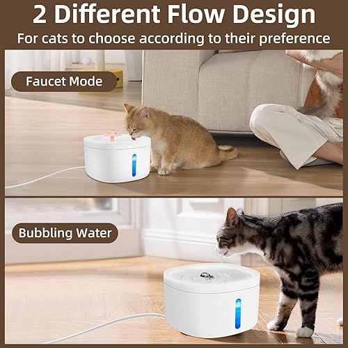 Miniatura 4 de Dispensador de agua de gran capacidad para gatos y perros de 2.6 litros, dispensador de agua a chorro para gatos, con esterilización por luz azul,