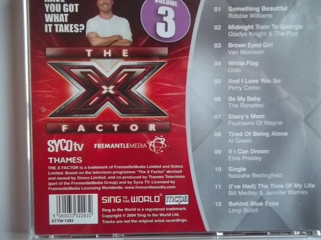 OFFICIAL X FACTOR KARAOKE CDG DISK VOLUME 3