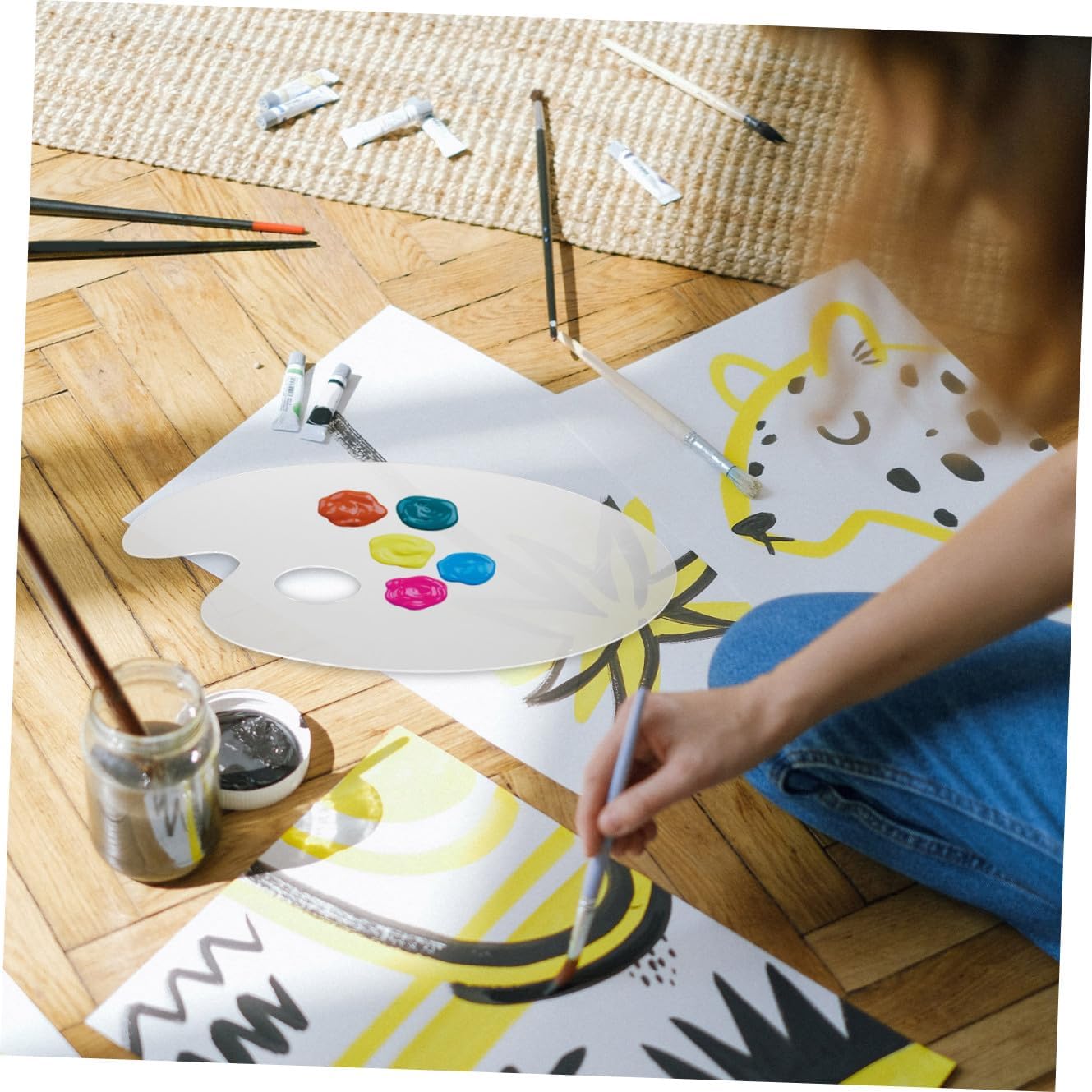 DOITOOL 1pc Acrylic Mixing Palette Tray for Watercolor and Oil Painting Pigment Plate for Artists Space-Saving Design for Convenient Storage