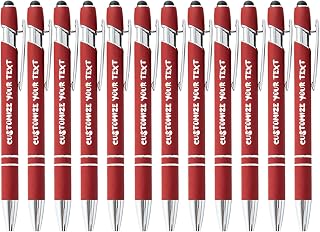 FolHaoth Personalized Pens with Engraved Name and LOGO Black Ink Ballpoint Pens Set with Stylus Customized Gifts for Business, Graduation, Wedding, Birthday, Christmas