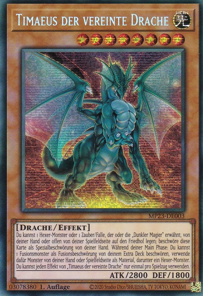 MP23-DE003 - Timaeus der vereinte Drache - Secret Rare - Deutsch - 1. Auflage - 25th Anniversary Tin: Dueling Heroes Mega Pack Einzelkarten - mit LMS Trading Fieldcenter-Karte