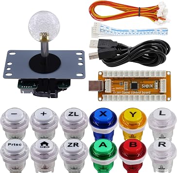 SJ@JX Arcade Game Controller USB Encoder Gamepad Cherry MX Microswitch Button 8way Joystick for Nintendo Switch PC PS3 Retropie Raspberry Pi MAME