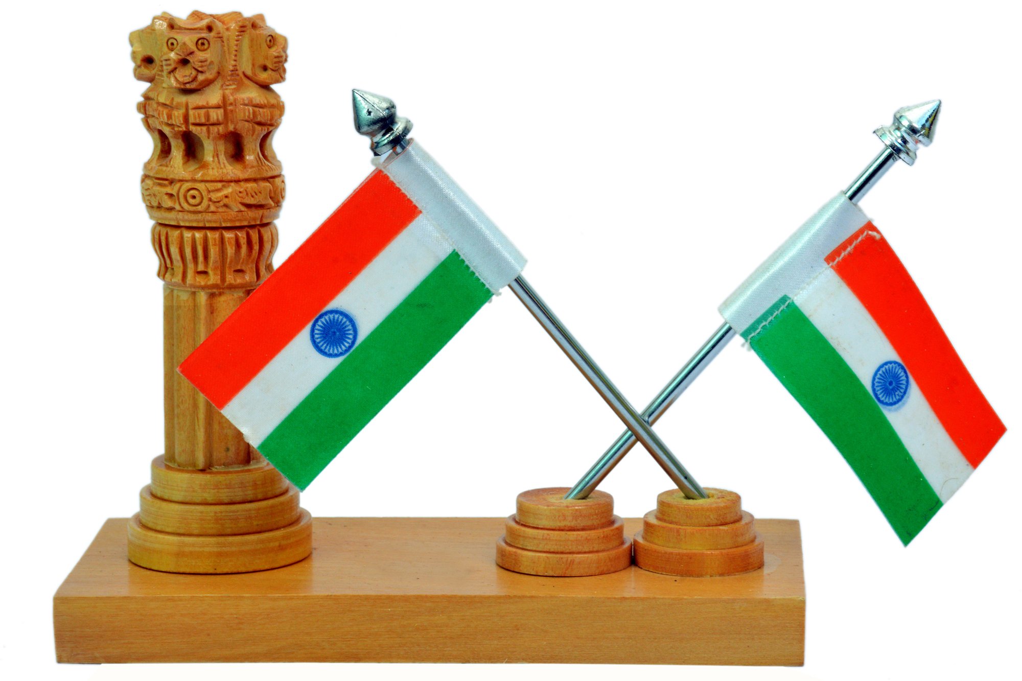 Craft Trade Office Table Decorative Items - Handmade Ashok Stamb Pillar with National Flag Decorative Showpiece for Office Desk Patriotic Gift for Teachers, Lawyers and Officer