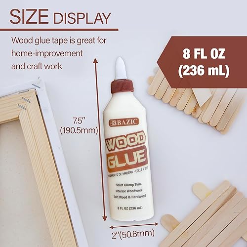 Miniatura 2 de BAZIC - Pegamento para madera, 8 onzas líquidas (8.0 fl oz), adhesivo de unión súper fuerte de color natural, para carpintería de madera blanda, 24