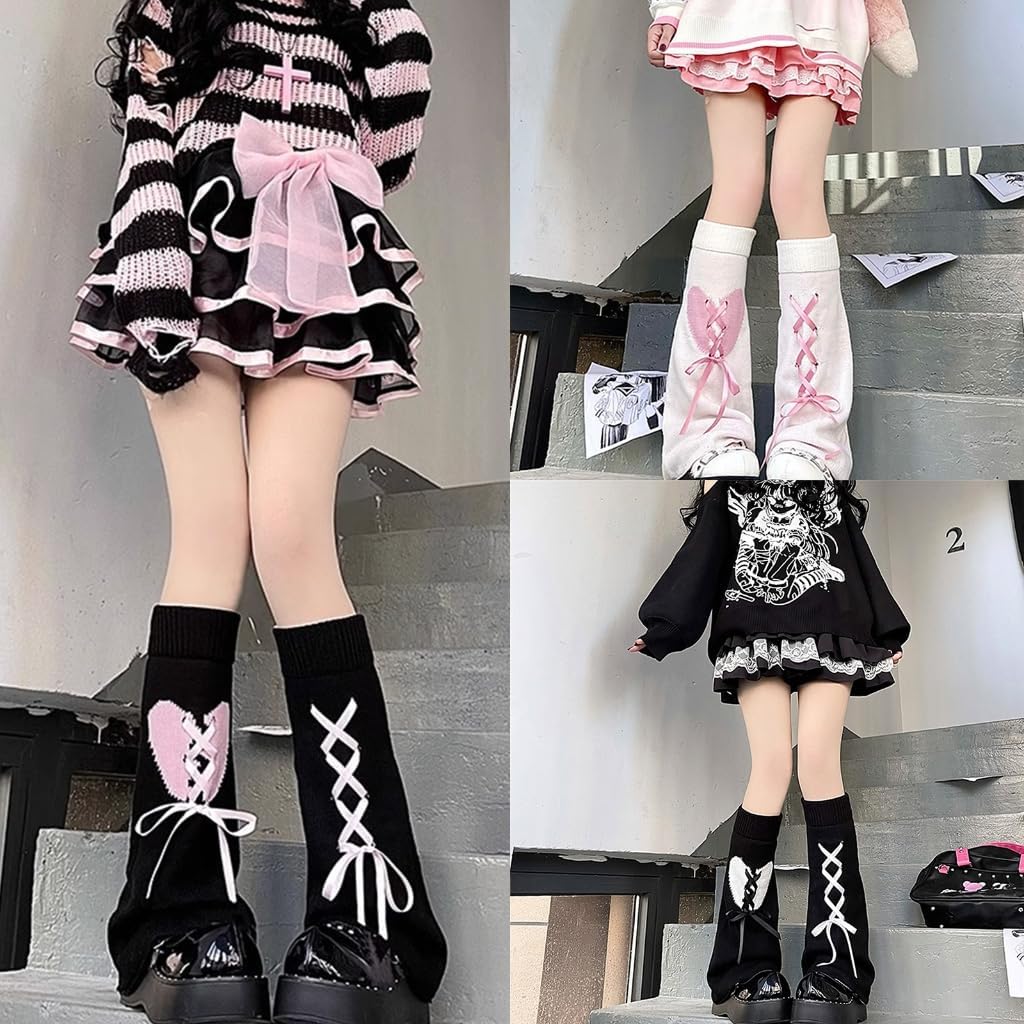 Solid Bandage Pile Sock Bows Sweet Pantyhose Subculture-Japanese-Cute Leg Covers for Womens