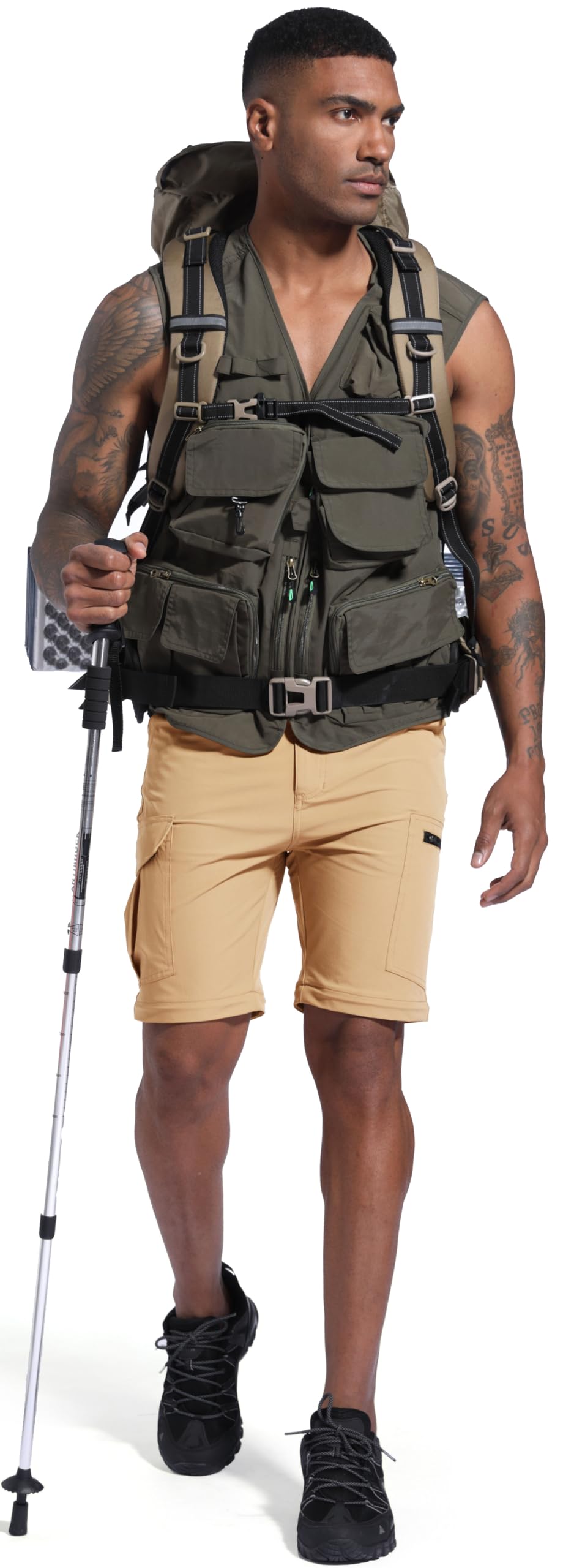 Pantalones de senderismo ligeros para hombre, con cremallera, convertibles, de secado rápido, para pesca, camping, viajes, safari, al aire libre