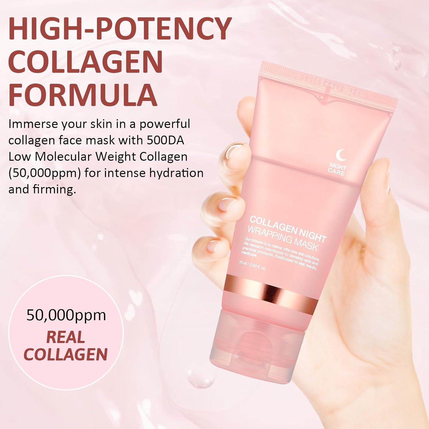 Collagen Night Wrapping Peel Off Mask with Brush, Overnight Mask Hydrates and Skin Elasticity, Reduces Sagging and Wrinkles, Hydrating Face Mask is the Ideal Gifts for Women and Teen Girls! - Image 7