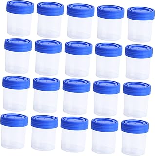 Healeved 50 Pcs/1 Pack Containers with Lids Blue Cup Clear Container Urine Sample Cups Specimen Cups for Party Urine Collection Cup Stool Specimen Cup Sampling Cup Suite Urine Cup Test Cup