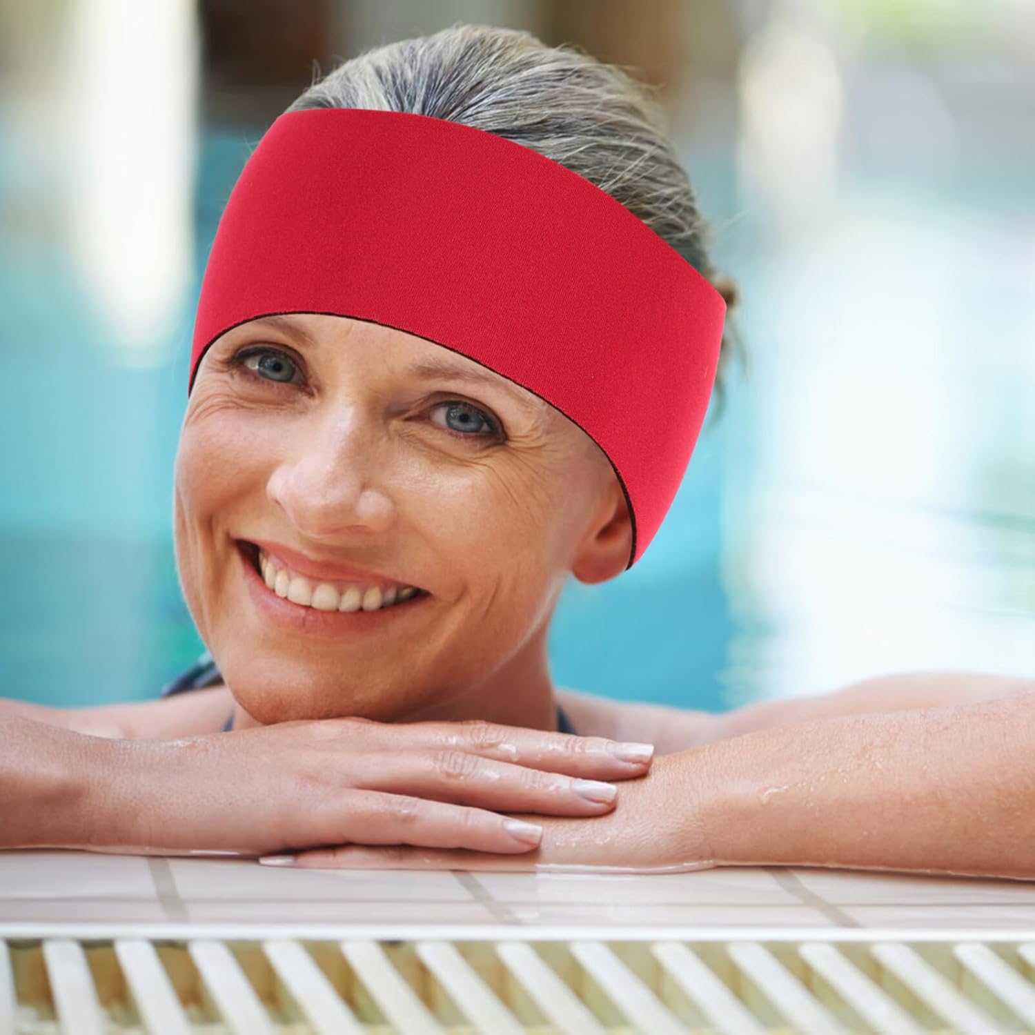 Sosoport Adjustable Swim Headband with Breathable Waterproof Ear Protection Strap for Swimming and Shower Lightweight Comfortable Ear Covers 4-Pack 23.62X3.34In