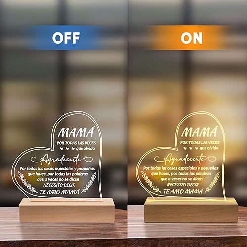 Miniatura 5 de Regalos para mamá - Lámpara base de madera grabada - Regalos de cumpleaños para mamá en español, regalo de cumpleaños para mujer
