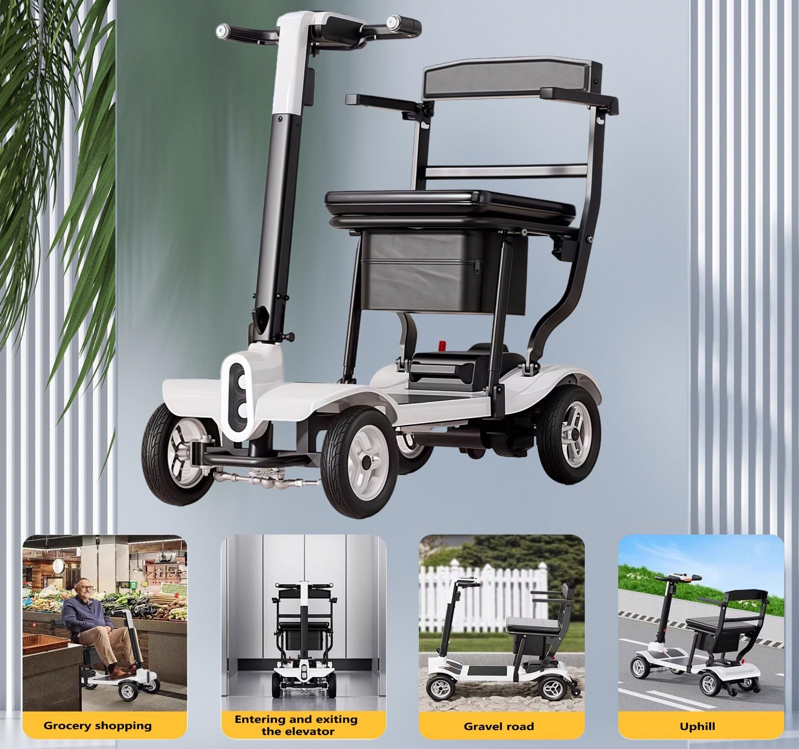 Scooter De Movilidad De 4 Ruedas,Ligero,con Sistema De Frenado Electromagnético Y Motor Sin Escobillas De 205 W. Ideal para Personas Mayores Y Discapacitadas.