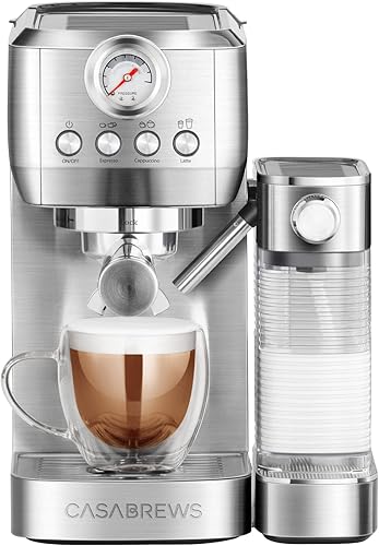 Miniatura 1 de CASABREWS Espresso Machine 20 Bar, Compact Cappuccino Machine with Automatic Milk Frother, Stainless Steel Espresso Maker With 49 oz Removable Water