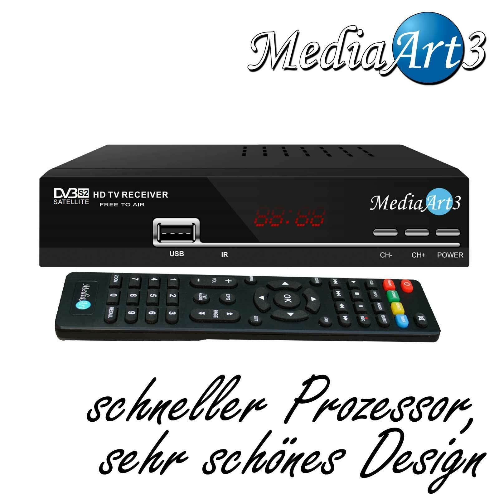 Digitale Satanlage Komplettset 60cm Sat-Schüssel Spiegel Antrazit HDTV Sat-Receiver 2X USB LNB 0,1dB Kabel Sat Anlage 1 Teilnehmer Full HD Astra 19°E Deutsch F-Steckern